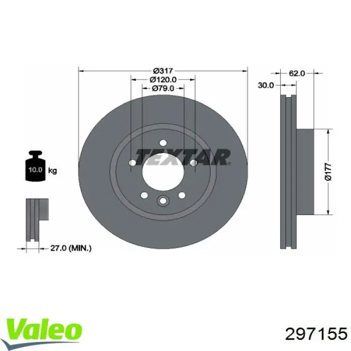 297155 VALEO freno de disco delantero