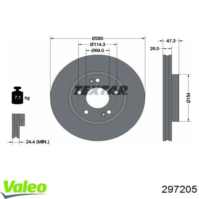 297205 VALEO freno de disco delantero