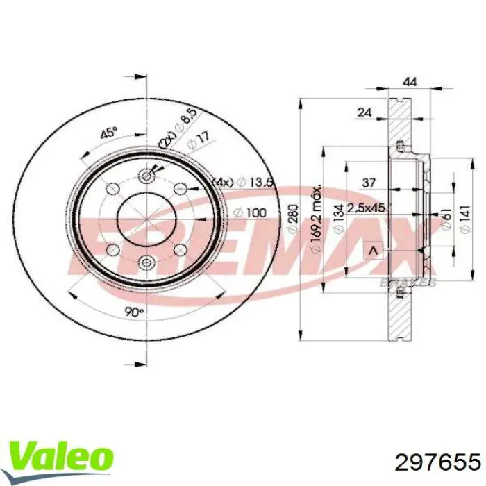 297655 VALEO freno de disco delantero