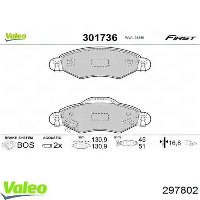 297802 VALEO freno de disco delantero