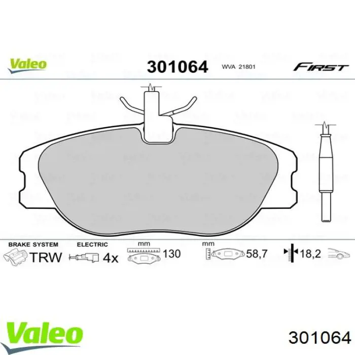 301064 VALEO Pastillas delanteras