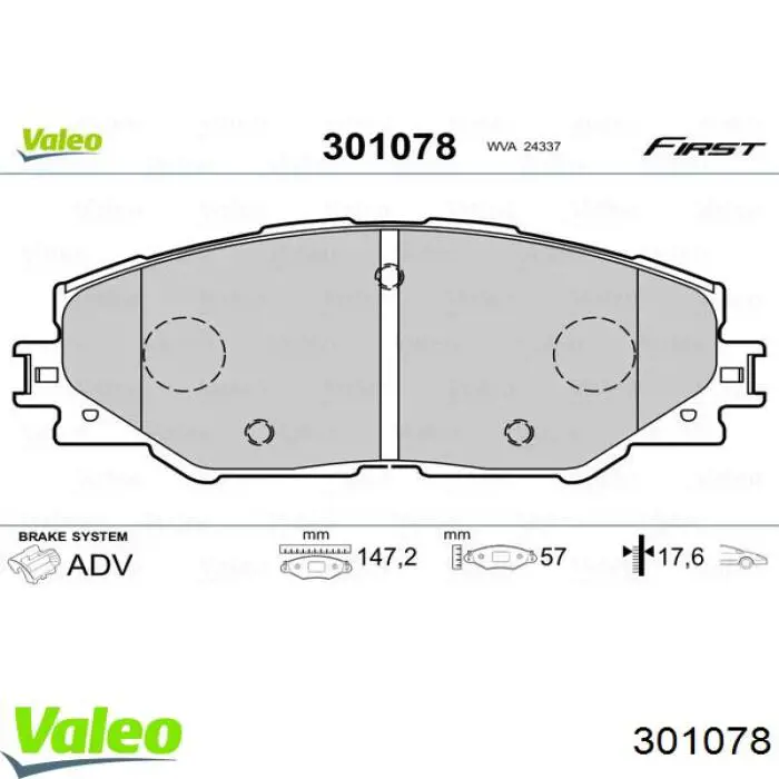 301078 VALEO pastillas de freno delanteras