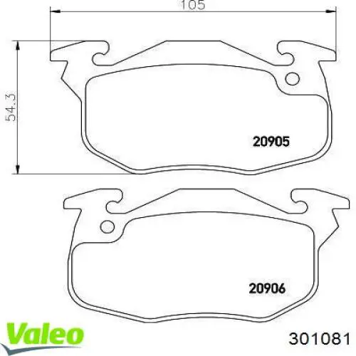 301081 VALEO pastillas de freno delanteras