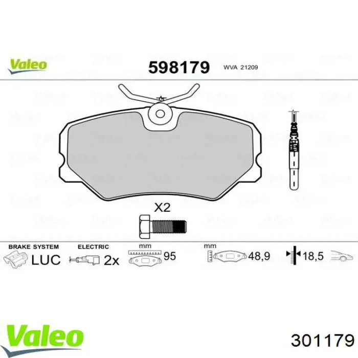 301179 VALEO pastillas de freno delanteras