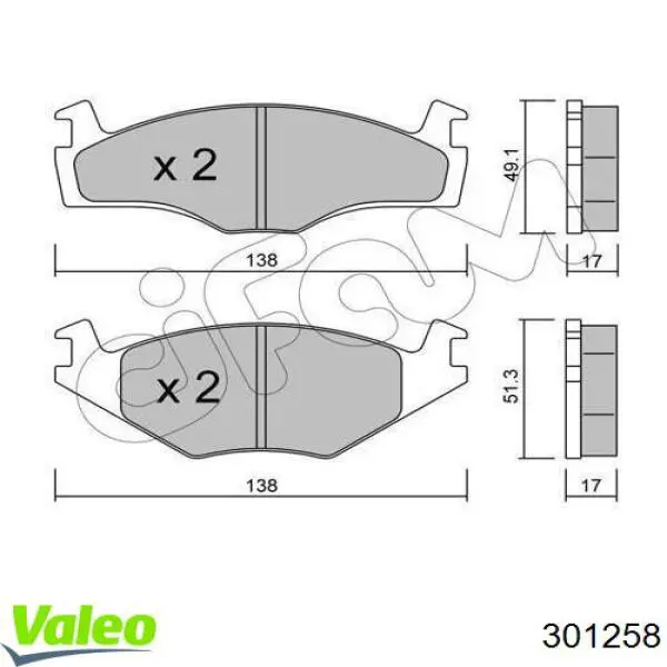 301258 VALEO pastillas de freno delanteras