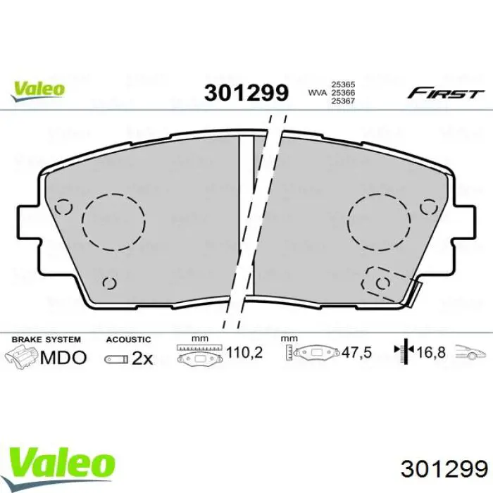 301299 VALEO pastillas de freno delanteras