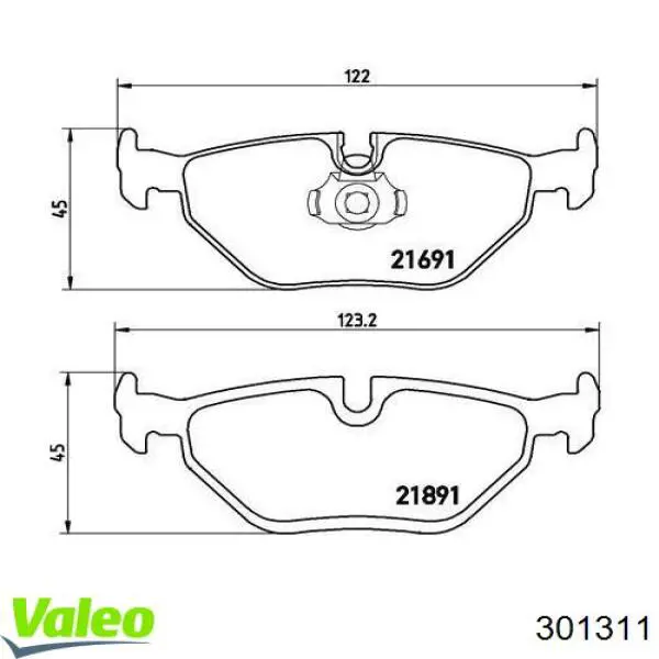 301311 VALEO pastillas de freno traseras