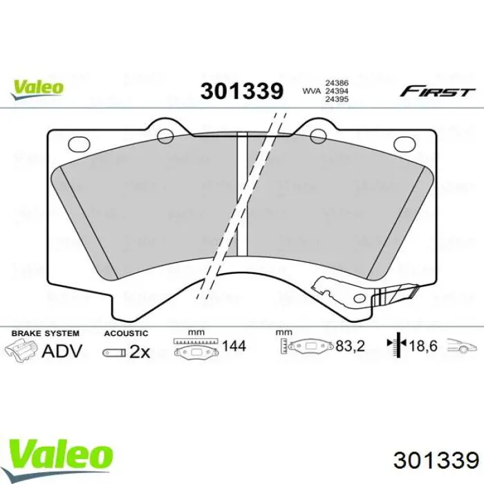 301339 VALEO pastillas de freno delanteras