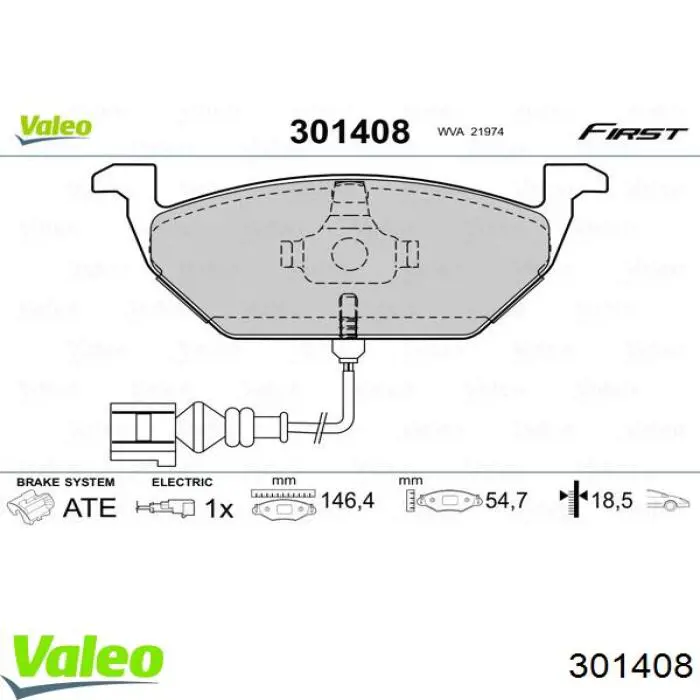 Pastillas de freno 301408 VALEO