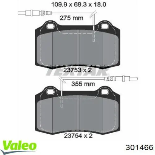 Comprar 301466 VALEO Pastillas delanteras de freno