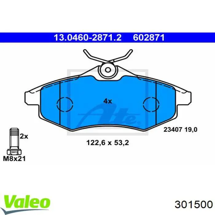 Pastillas de freno 301500 VALEO