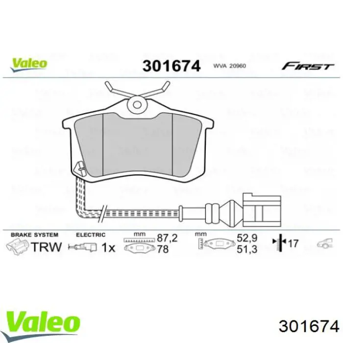 301674 VALEO pastillas de freno traseras