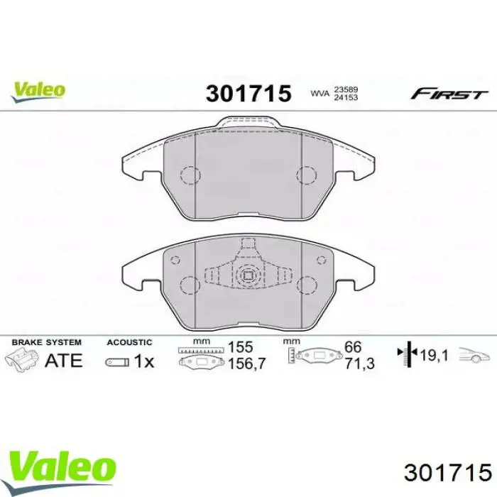 301715 VALEO pastillas de freno delanteras