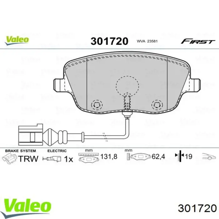 301720 VALEO pastillas de freno delanteras