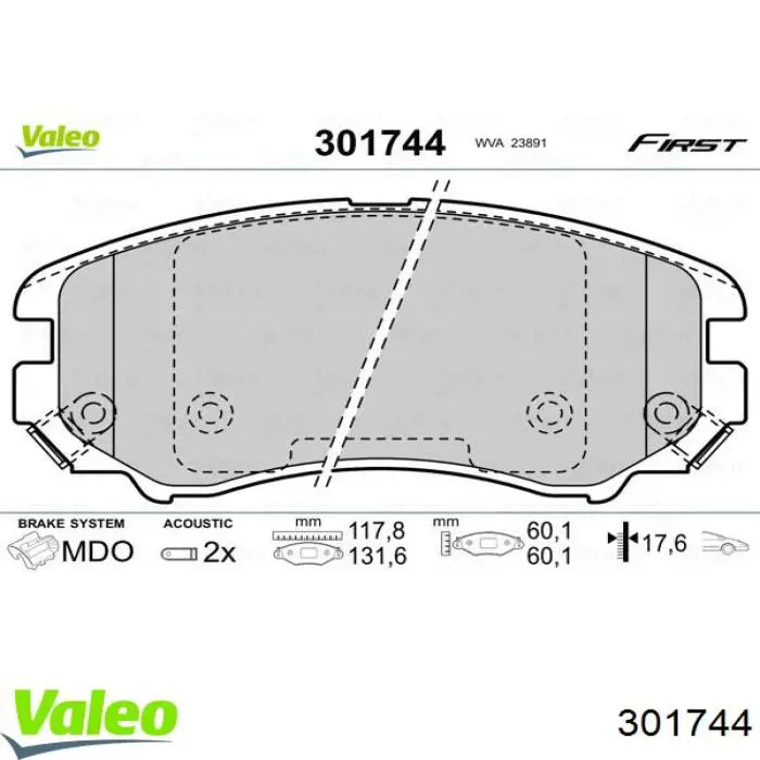 301744 VALEO pastillas de freno delanteras