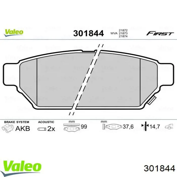 301844 VALEO pastillas de freno traseras