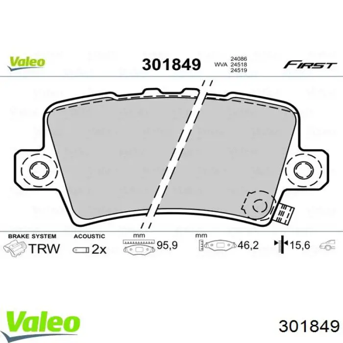 301849 VALEO pastillas de freno traseras