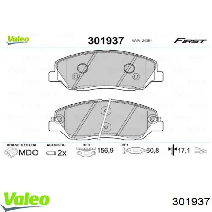 301937 VALEO pastillas de freno delanteras