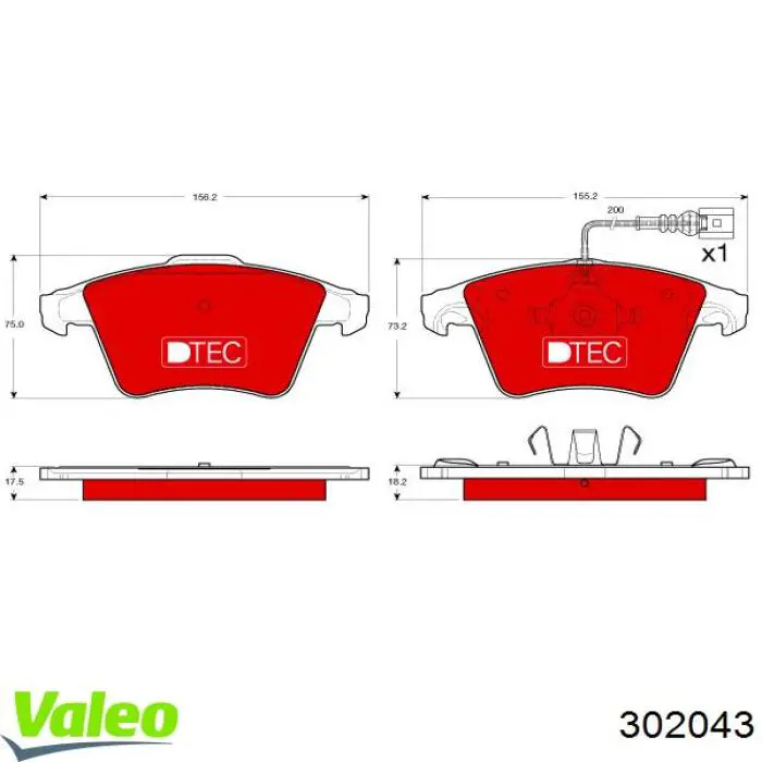 Pastillas de freno 302043 VALEO