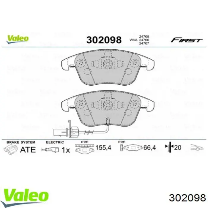 302098 VALEO pastillas de freno delanteras