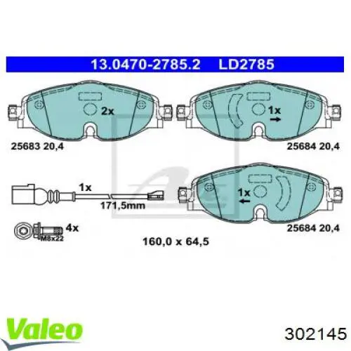 Pastillas de freno 302145 VALEO
