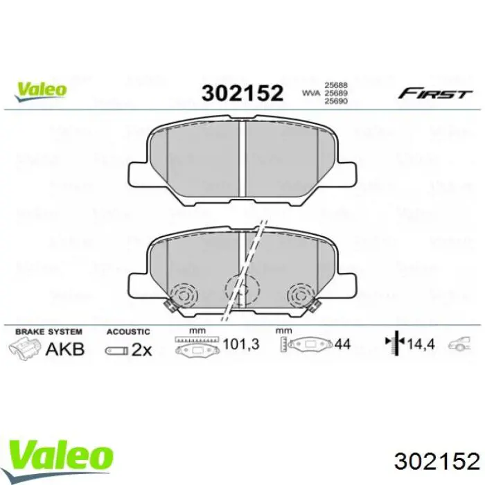 Pastillas de freno traseras 302152 VALEO