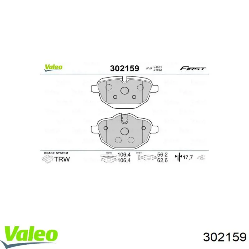 302159 VALEO pastillas de freno traseras