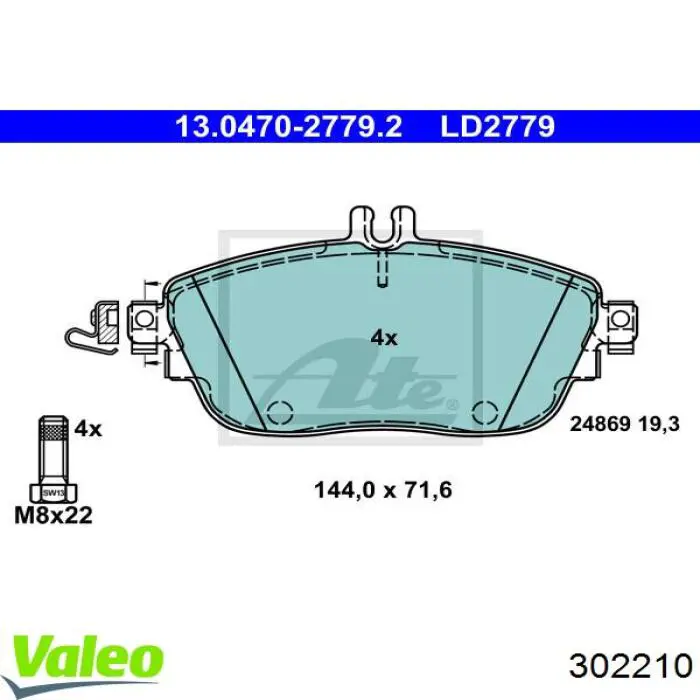 302210 VALEO pastillas de freno delanteras