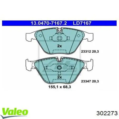 Pastillas de freno delanteras VALEO 302273