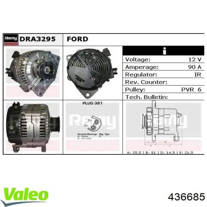 6815853 Ford alternador