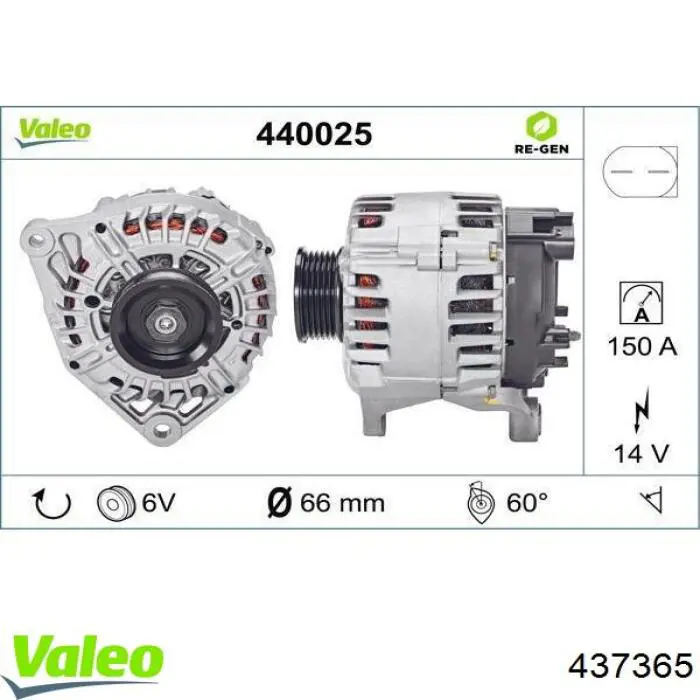 Alternador 437365 VALEO