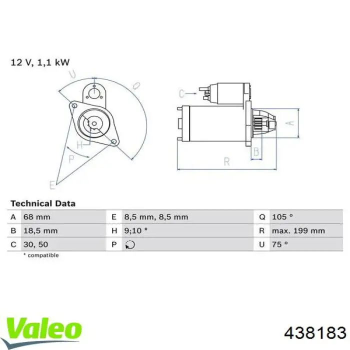 Burro de arranque  VALEO 438183 precio, desde 97,80 EUR