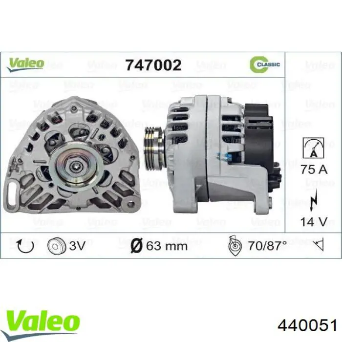 Alternador del motor VALEO 440051 precio, desde 126,14 EUR