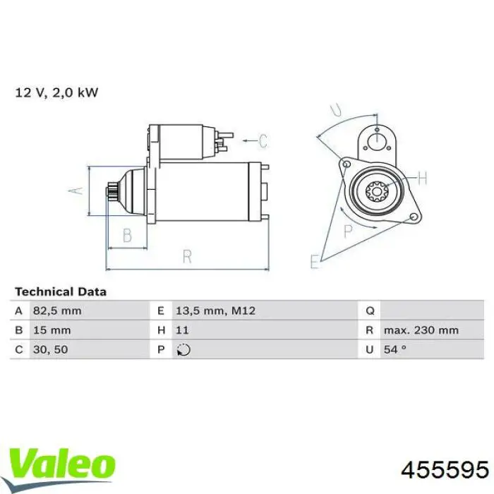 Motor de arranque 455595 VALEO
