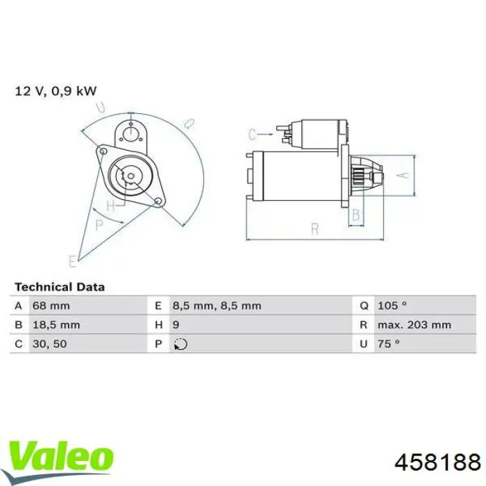 Motor de arranque 458188 VALEO