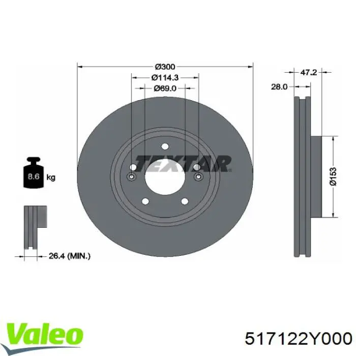 517122Y000 VALEO freno de disco delantero