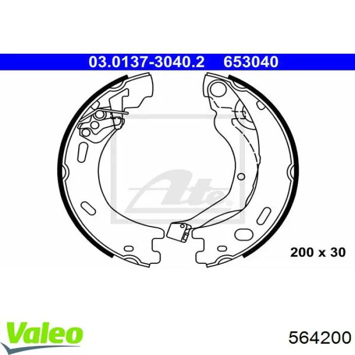 564200 VALEO juego de zapatas de frenos, freno de estacionamiento