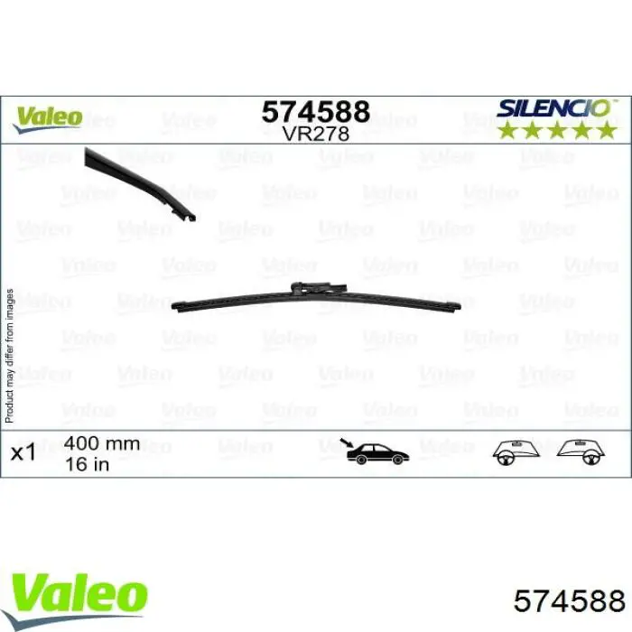 574588 VALEO limpiaparabrisas de luna trasera