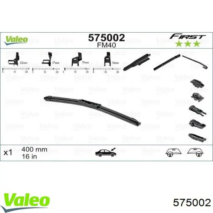 Limpiaparabrisas delantera copiloto VALEO 575002