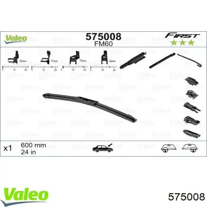 Comprar 575008 VALEO Escobilla del limpiaparabrisas del lado del conductor