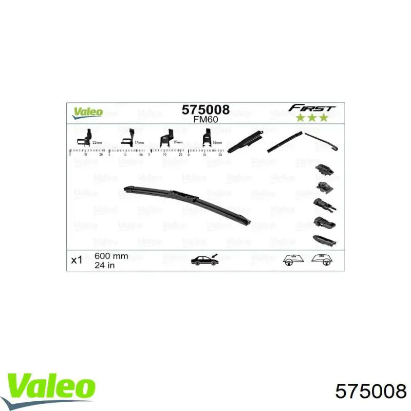 Escobilla del limpiaparabrisas del lado del conductor 575008 VALEO
