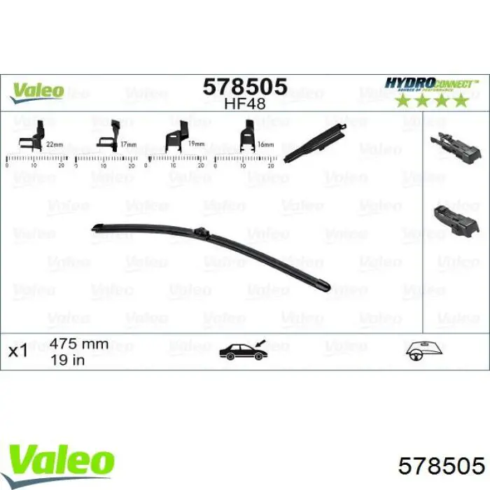 Escobilla del limpiaparabrisas del lado del pasajero VALEO 578505 precio, desde 10,61 EUR