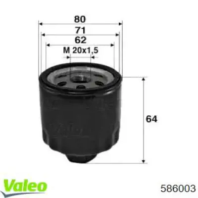 Comprar 586003 VALEO Filtros de aceite