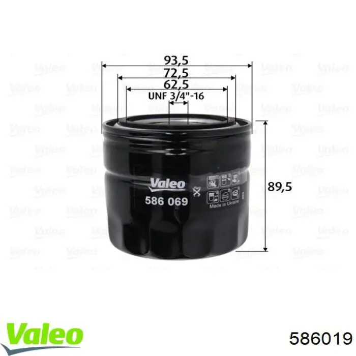 586019 VALEO filtro de aceite