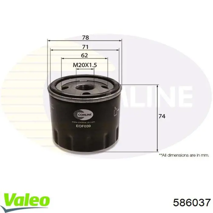 586037 VALEO filtro de aceite