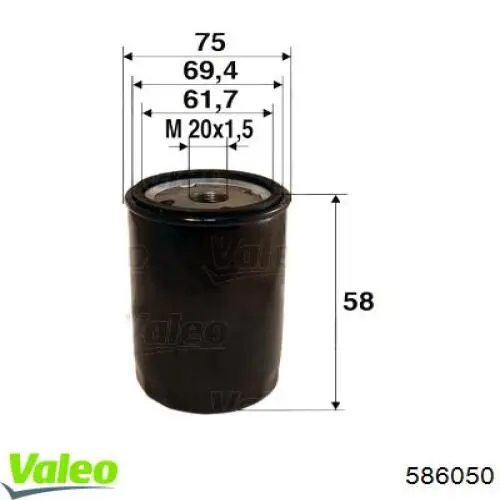 586050 VALEO filtro de aceite