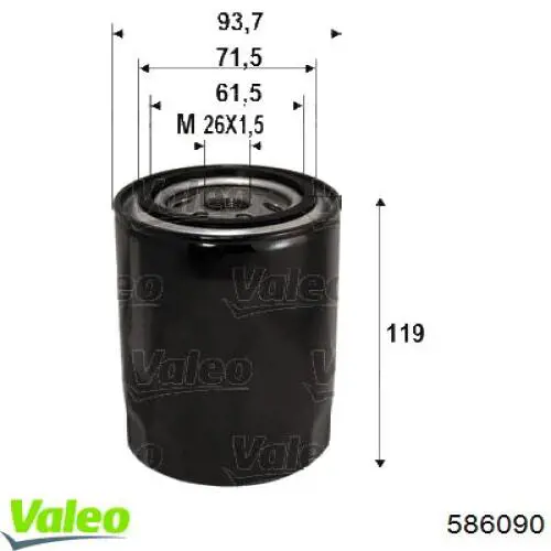 586090 VALEO filtro de aceite