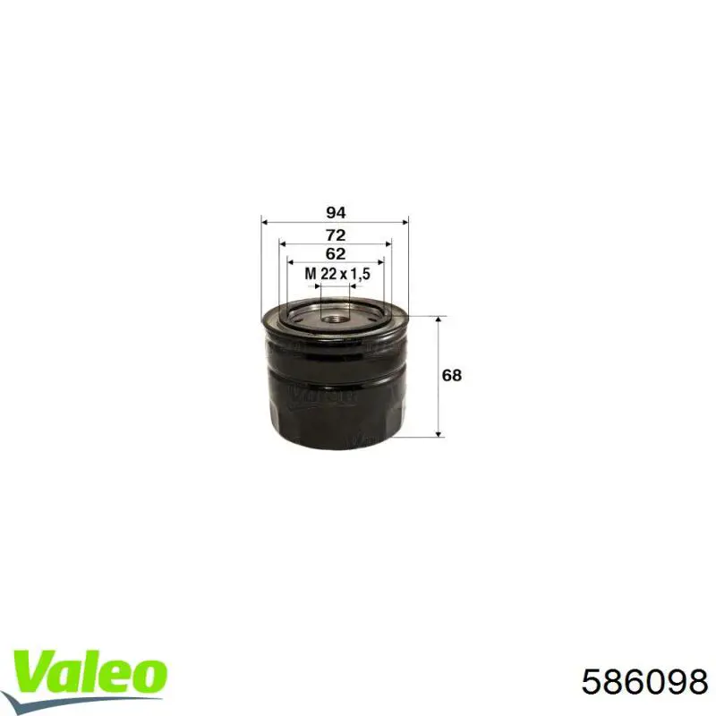 586098 VALEO filtro de aceite