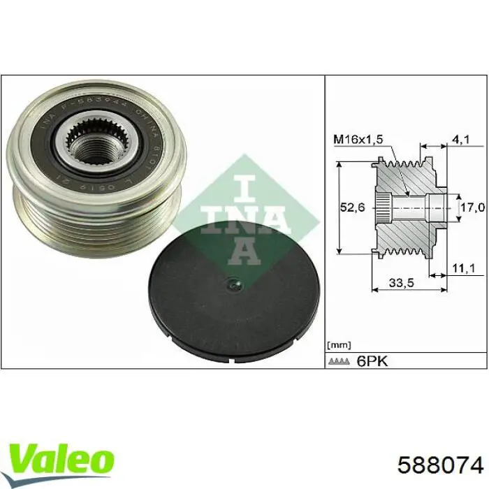 Polea rueda libre VALEO 588074 precio, desde 30,55 EUR