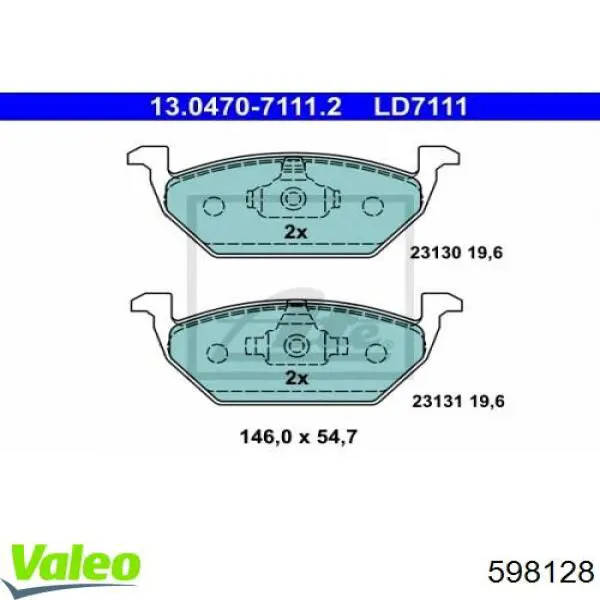 Pastillas de freno delanteras VALEO 598128